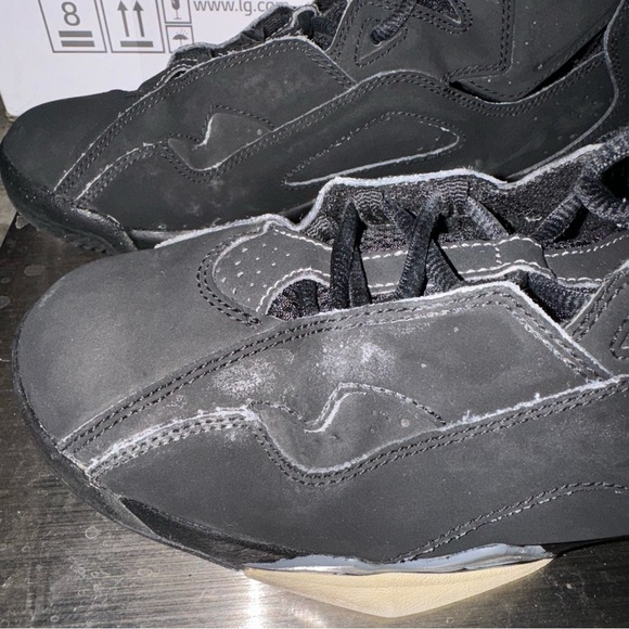 Jordan Nike 7s Black Suede Authentic Original Size 7Y Great Condition Pre-Owned - Picture 11 of 13